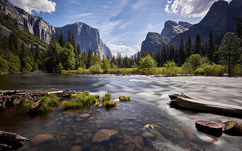 Yosemite National Park, America, summer, Yosemite Valley, Sierra Nevada, mountains, California, USA, HD wallpaper