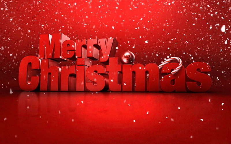 merry christmas, 3d letters, Christmas, New Year red background, HD wallpaper