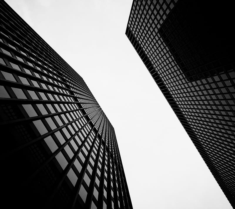 Buildings, black and white, HD wallpaper