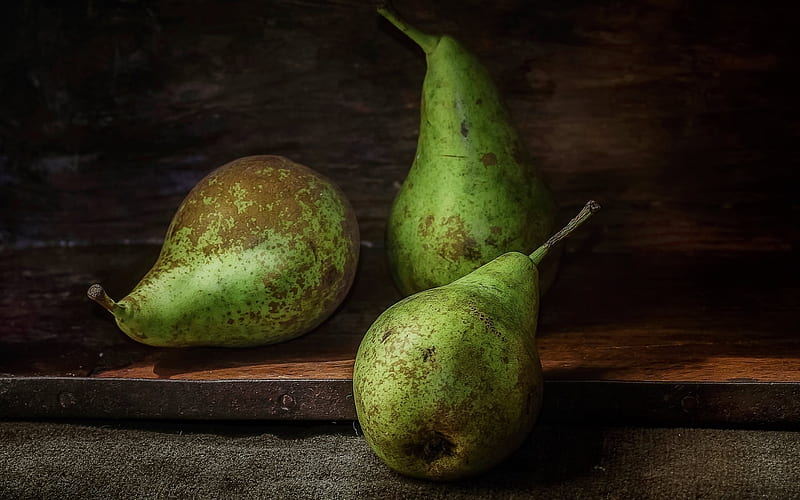 pears, ripe pears, fruit, green pears, HD wallpaper