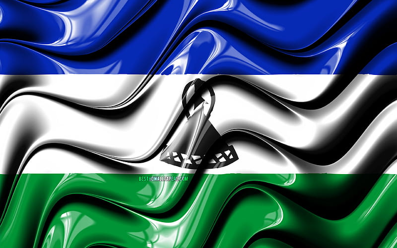 Lesotho flag Africa, national symbols, Flag of Lesotho, 3D art, Lesotho, African countries, Lesotho 3D flag, HD wallpaper