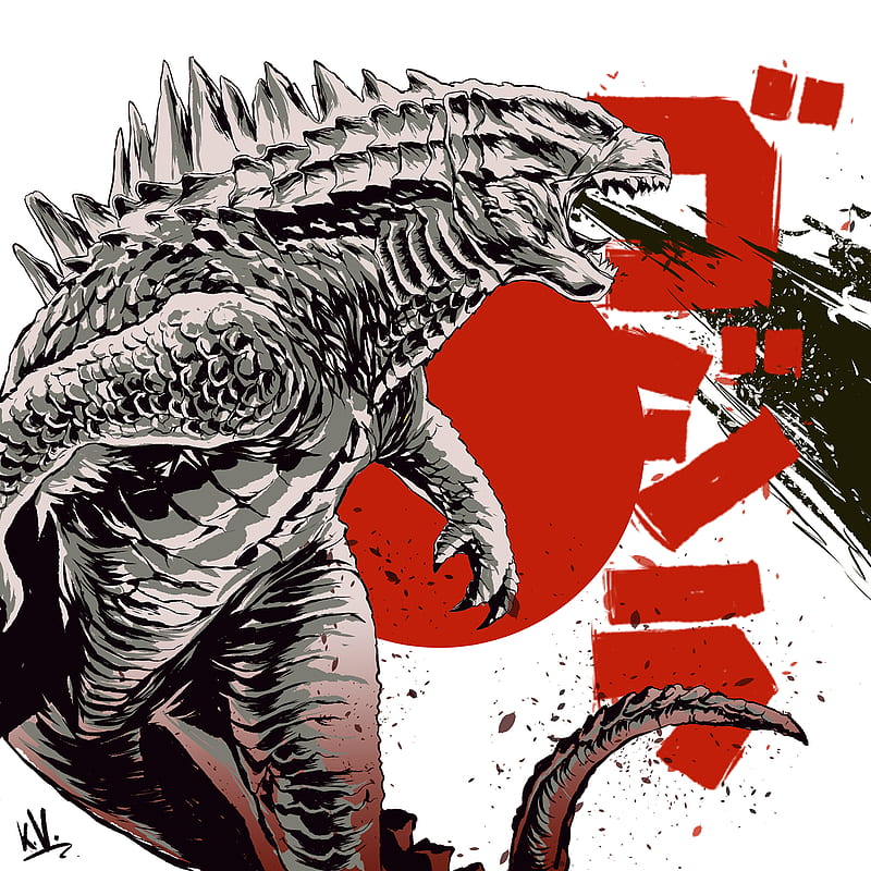 Godzilla, artwork, kaiju, fan art, movies, HD phone wallpaper