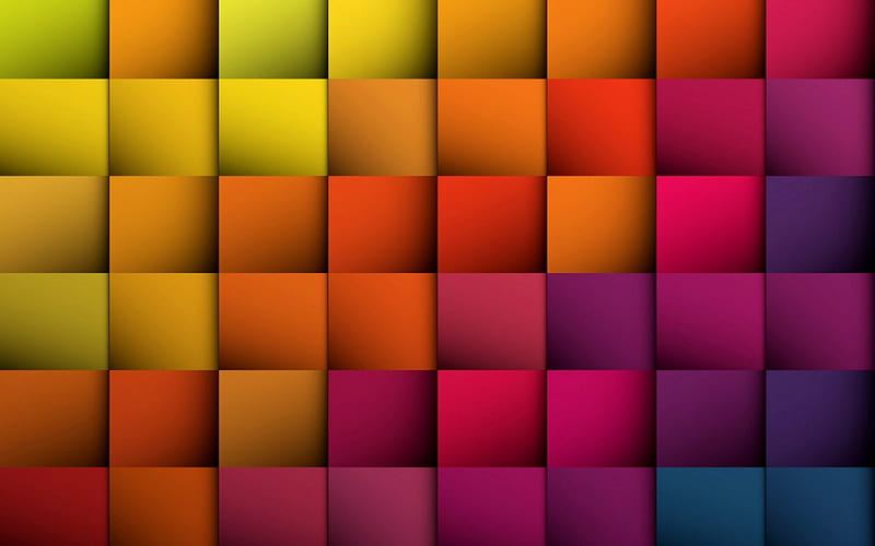 Texture, red, orange, yellow, squares, purple, colorful rainbow, pink, blue, HD wallpaper