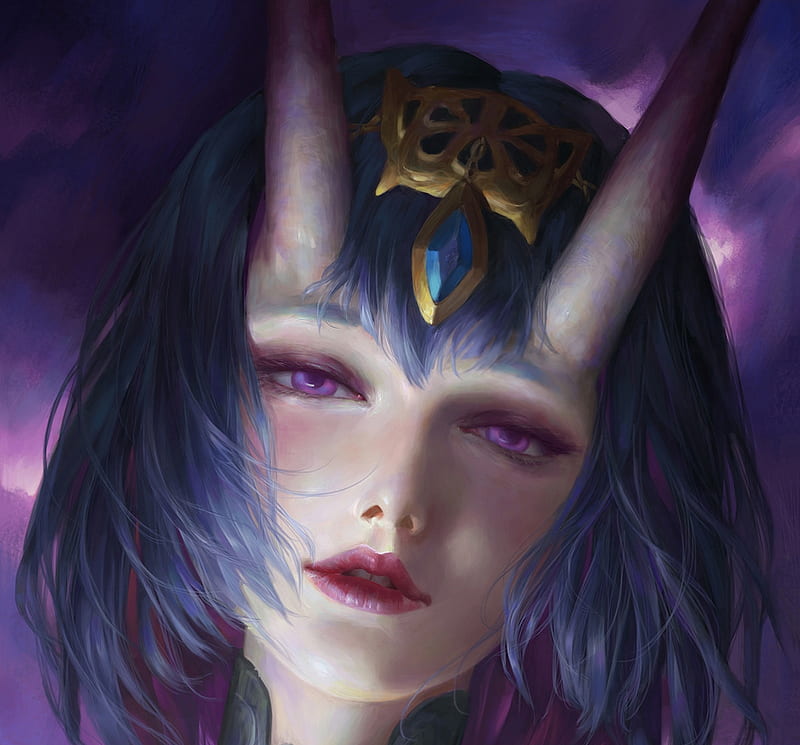 Demon Art Luminos Horns Fantasy Purple Girl Amethyst Eyes Buchuo Liu Hd Wallpaper Peakpx 2214