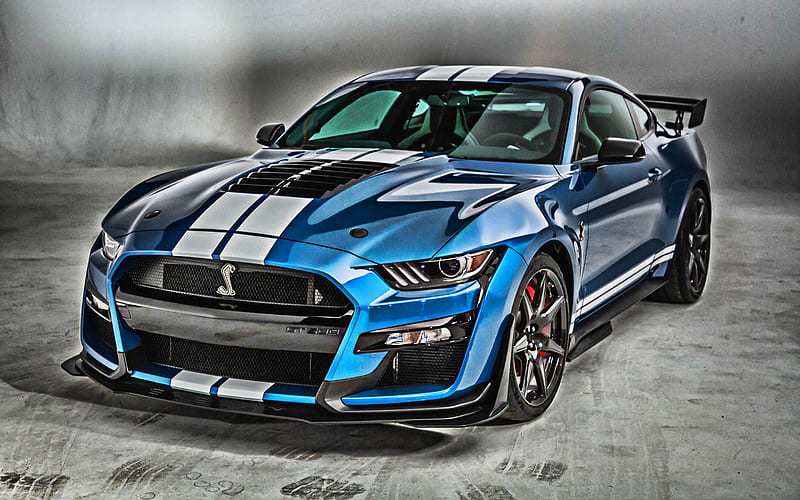 2020, Mustang Shelby GT500, blue sports coupe, tuning Mustang, sports car, Ford Mustang, American sports cars, Ford, HD wallpaper
