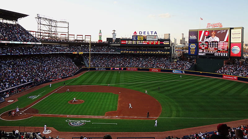 View Of Baseball Ground And Atlanta Braves Players Braves, HD wallpaper