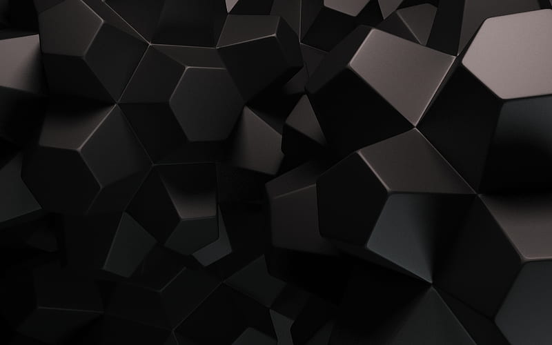 3d black polygons-High Quality, HD wallpaper