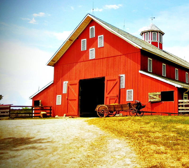 Beautiful barn, back road, country, farm, relax, rural, HD wallpaper