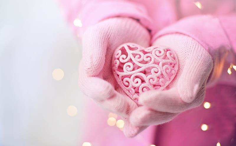My Heart Belongs to You Ultra, Cute, Love, Pink, Heart, Hands, Romantic, Give, valentinesday, aesthetic, HD wallpaper