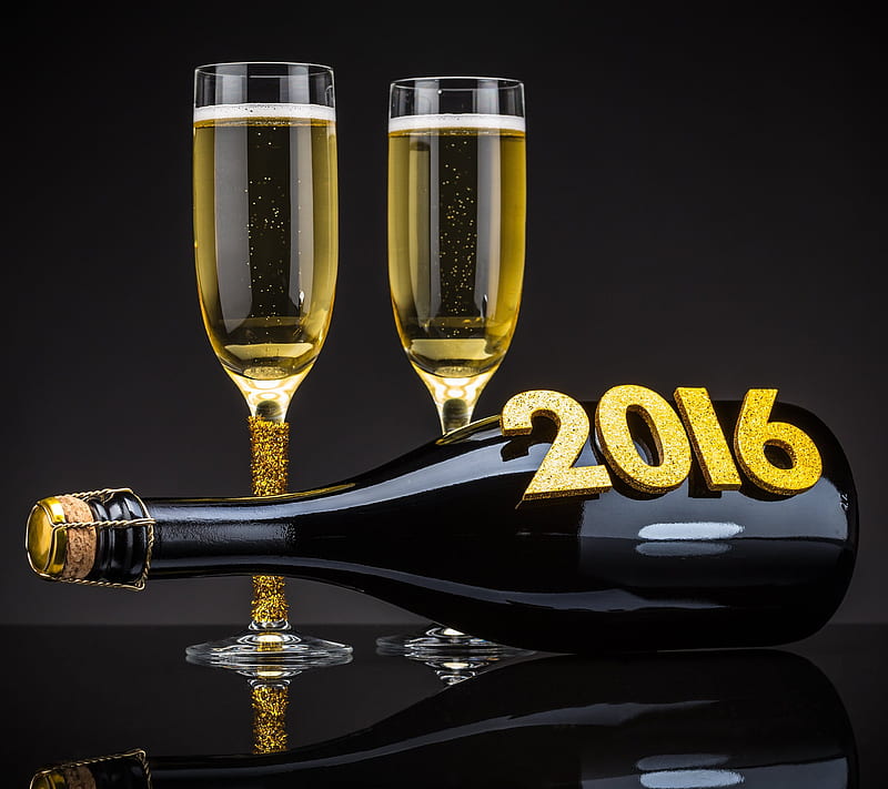 2016 Champagne, happy, new, year, HD wallpaper