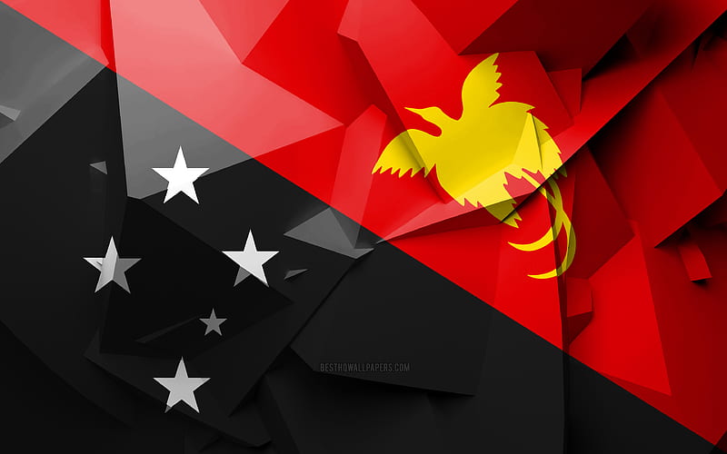 Flag of Papua New Guinea, geometric art, Oceanian countries, Papua New Guinea flag, creative, Papua New Guinea, Oceania, Papua New Guinea 3D flag, national symbols, HD wallpaper