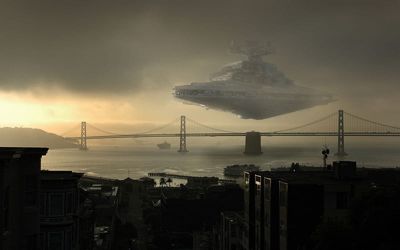 Star Wars, Ship, San Francisco, Bay Bridge, Movie, Star Destroyer, HD wallpaper