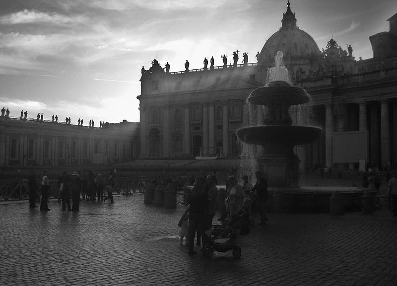 Vatican, black and white, rome, italy, HD wallpaper