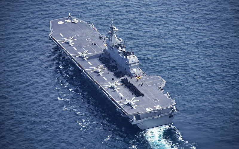 JS Izumo, DDH-183, Japanese helicopter carrier, JMSDF warship, Japanese Navy, Japan Maritime Self-Defense Force, HD wallpaper