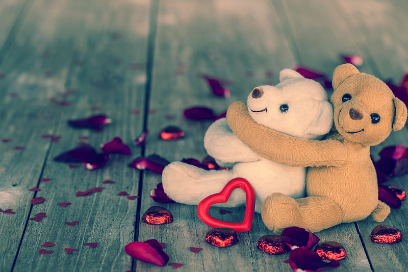 Love, valentines day, with love, teddy bears, heart, toys, HD ...