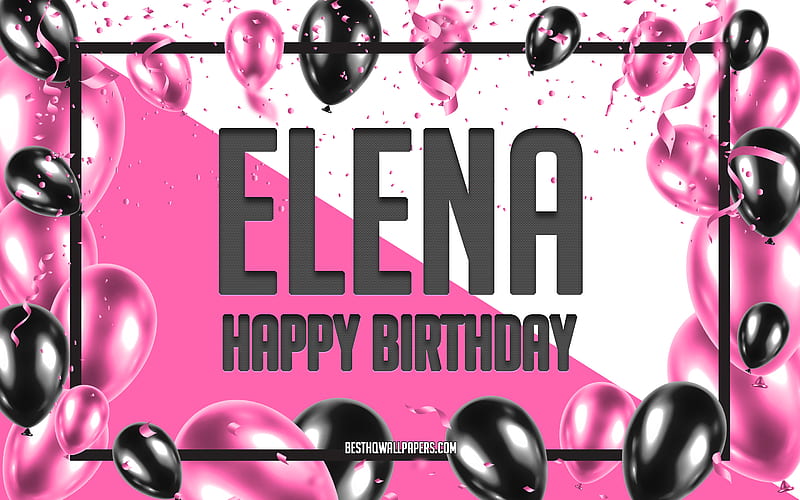 Happy Birtay Elena, Birtay Balloons Background, Elena, with names, Pink Balloons Birtay Background, greeting card, Elena Birtay, HD wallpaper