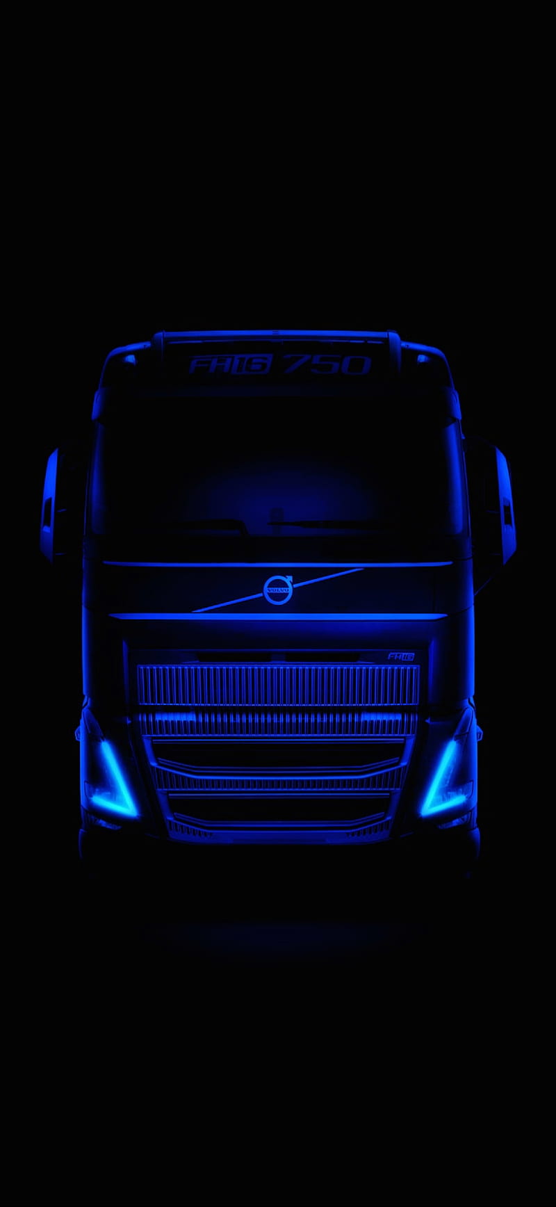 Volvo, amoled, black, blue, dark, fh16, neon, truck, HD phone wallpaper
