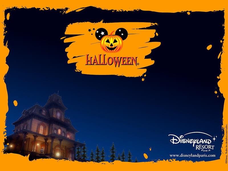 Disney Halloween, postcard, disneyland, halloween, passport, HD wallpaper