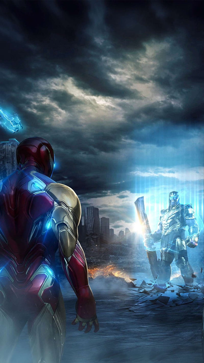 Thanos and Iron man, avengers, clouds, cloudy, face to face, her, iron man,  marvel, HD phone wallpaper | Peakpx