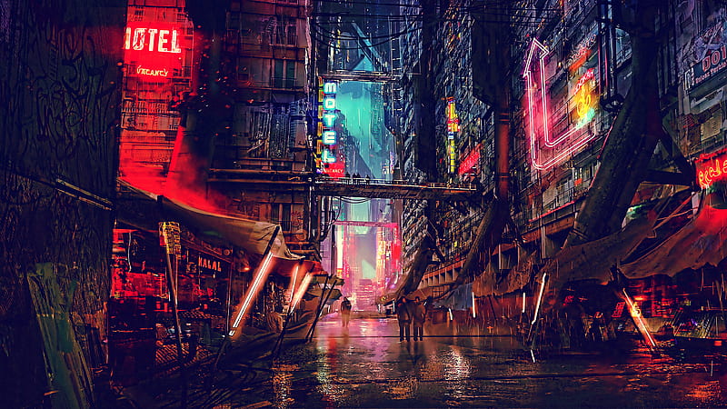 Sci FI Cyberpunk CIty, HD wallpaper