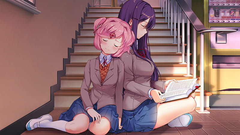 Papel de parede : Natsuki Doki Doki Literature Club, Doki Doki Literature  Club, DDLC, Olhos cor de rosa, cabelo rosa, Novela visual, Meninas de jogos  de vídeo, videogames, Personagens de videogame, Video