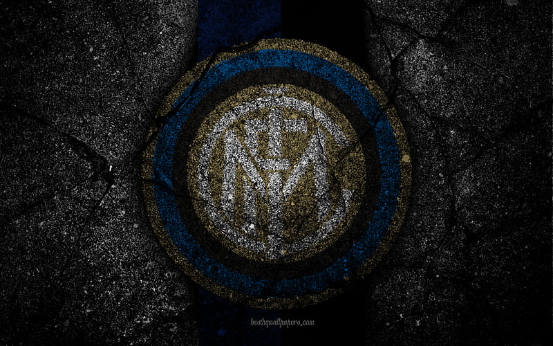 Inter Milan, logo, asphalt texture, Serie A, Internazionale, HD wallpaper