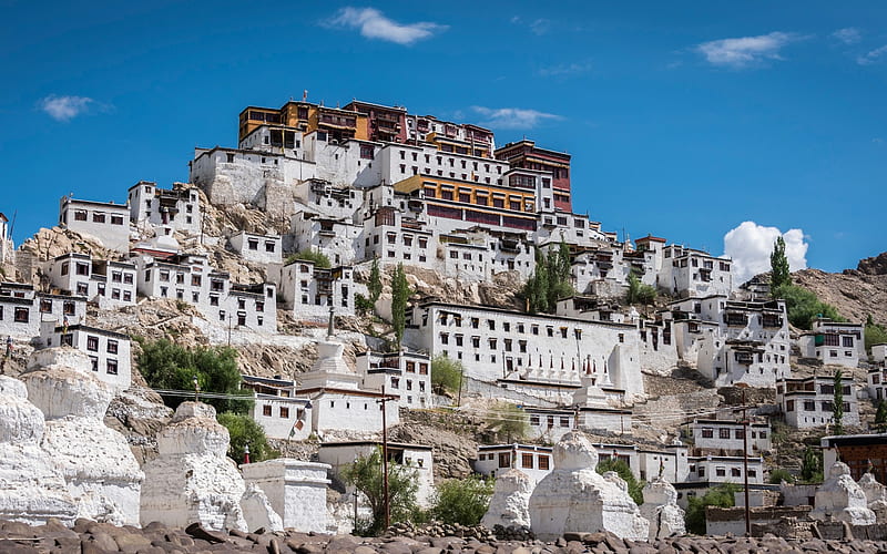 Thikse Monastery, Buddhist monastery, Ladakh, India, attractions, HD wallpaper