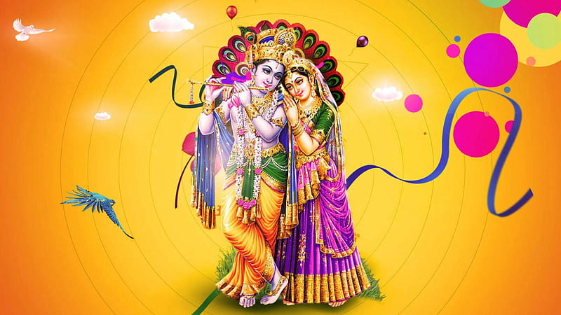Lord Radha Krishna In Yellow Background Krishna, HD wallpaper | Peakpx