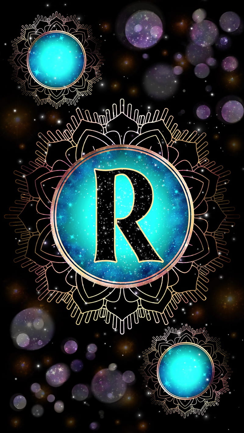Magick Mandala R, galaxy, glow, initial r, letter r, magic, occult, orb, HD phone wallpaper