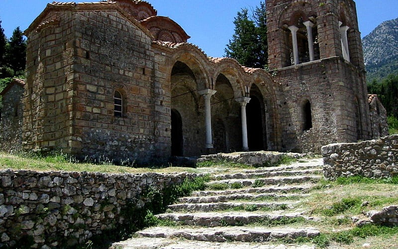 Mystras, Europe, Greece, stone, Monastery, HD wallpaper