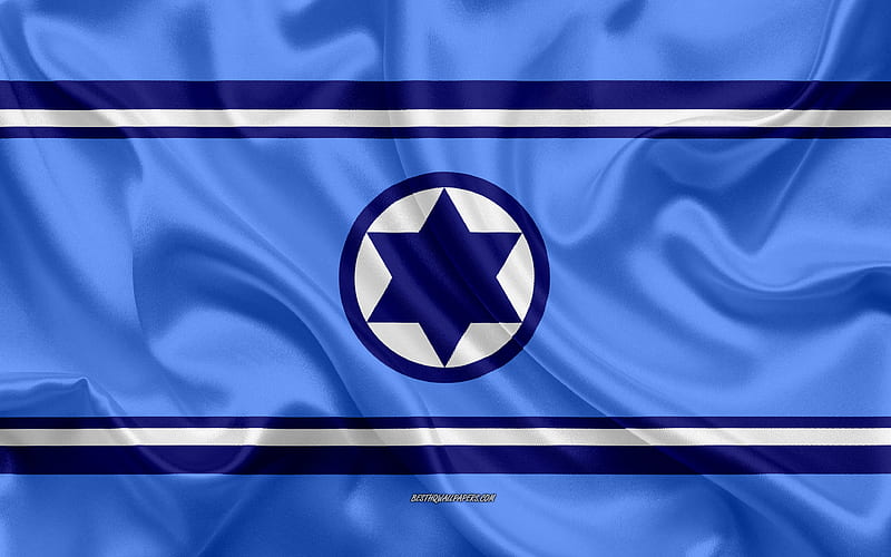 Israeli Air Force Flag, blue silk texture, Israeli Air Force, IAF, silk flag, Air and Space Arm, Air Force Ensign of Israel, Israel Defense Forces, HD wallpaper