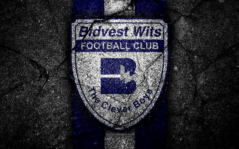Bidvest Wits FC emblem, South African Premier League, soccer, logo, South Africa, grunge, Bidvest Wits, black stone, asphalt texture, football, FC Bidvest Wits, HD wallpaper