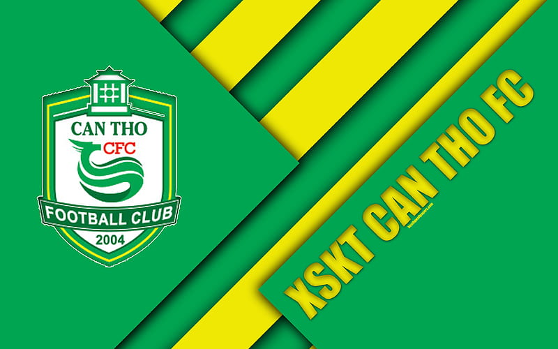 XSKT Can Tho FC material design, logo, yellow green abstraction, Vietnamese football club, V-League 1, Can Tho, Vietnam, football, HD wallpaper