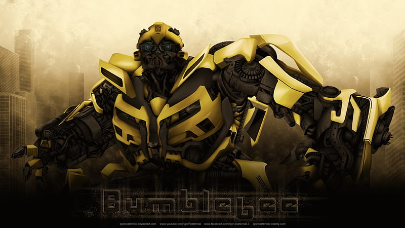 Bumblebee, Digital art, hop, Fallen, Camaro, Chevrolet, Transformers, Robot, Game, Autobot, Decipticon, HD wallpaper