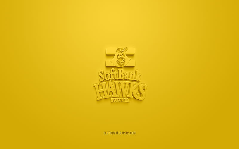 Fukuoka Softbank Hawks Creative 3d Logo Npb Yellow Background 3d Emblem Hd Wallpaper Peakpx