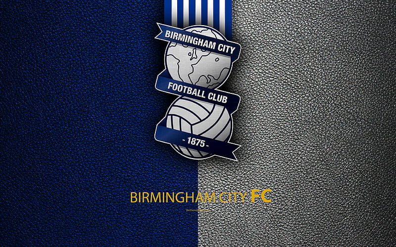 Birmingham City FC English Football Club, logo, Football League Championship, leather texture, Birmingham, UK, EFL, football, Second English Division, HD wallpaper