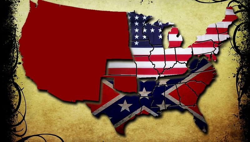 Civil War states, nation divided, 1600x900, north versus south, map, HD wallpaper