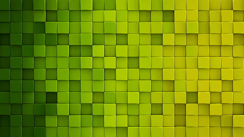 3D Cube Green Rendel Abstract, HD wallpaper