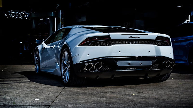 Lamborghini Huracan, huracan, lamborghini, white, rear, HD wallpaper Lamborghini Huracan, huracan, lamborghini, white, rear, HD wallpaper