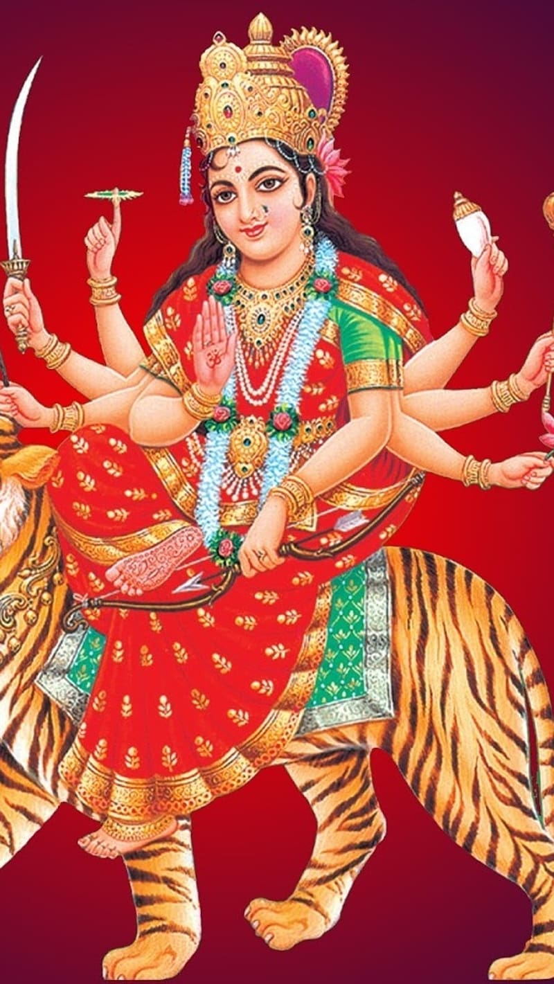 Maa Durga ki Sher Ki Sawari, maa durga, bhakti, HD phone wallpaper ...