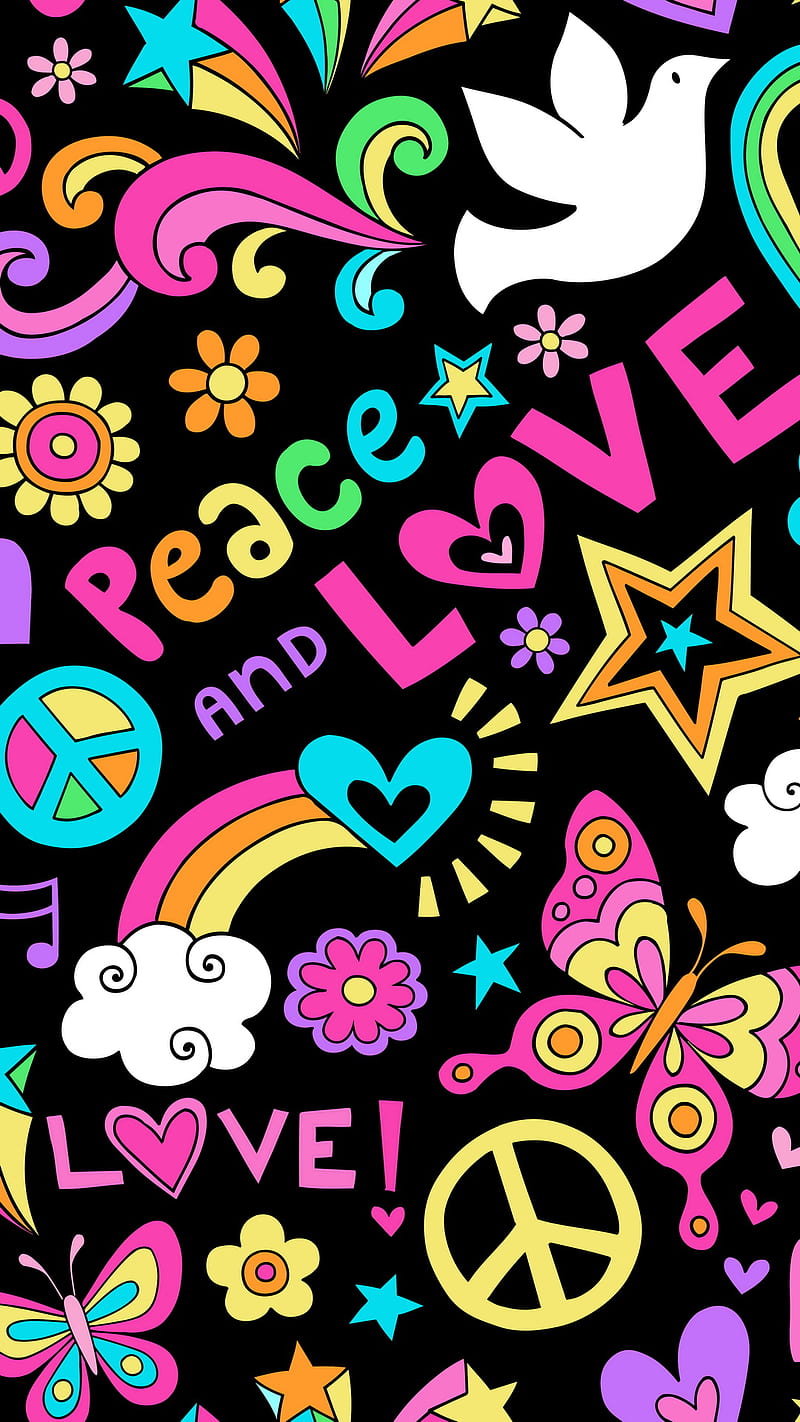 Peace And Love, abstract, pattern, HD phone wallpaper