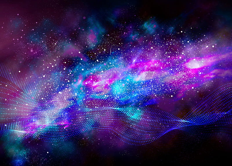Purple blue particles, seamless, chaos, fantasy, star, visual effect lighting, neon, texture, bright, pattern, abstract, cosmos, ray, stars, nebula, space, glowing, liquid, light, background, infinity, dust, glow, colorful, HD wallpaper