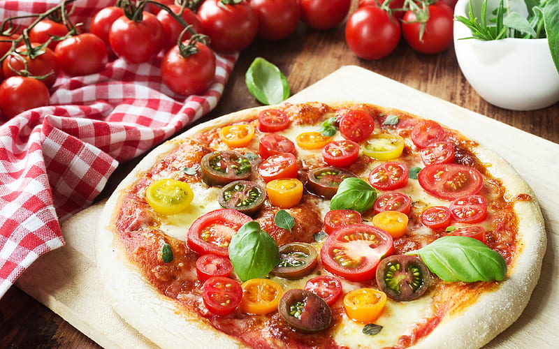 Food, Pizza, Tomato, HD wallpaper