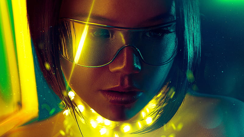 humanoid, woman, glasses, close-up, Sci-fi, HD wallpaper
