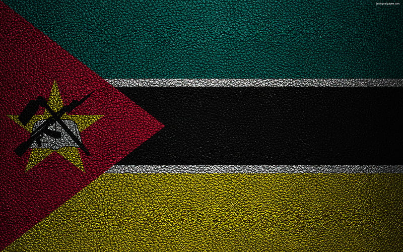Flag of Mozambique leather texture, Africa, Mozambican flag, African flags, Mozambique, HD wallpaper