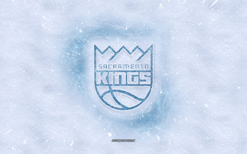 Sacramento Kings logo, American basketball club, winter concepts, NBA, Sacramento Kings ice logo, snow texture, Sacramento, California, USA, snow background, Sacramento Kings, basketball, HD wallpaper