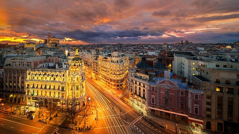 Night, City, Spain, Madrid, HD wallpaper