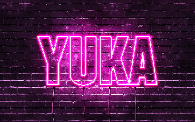 Yuka with names, female names, Yuka name, purple neon lights, Happy Birtay Yuka, popular japanese female names, with Yuka name, HD wallpaper