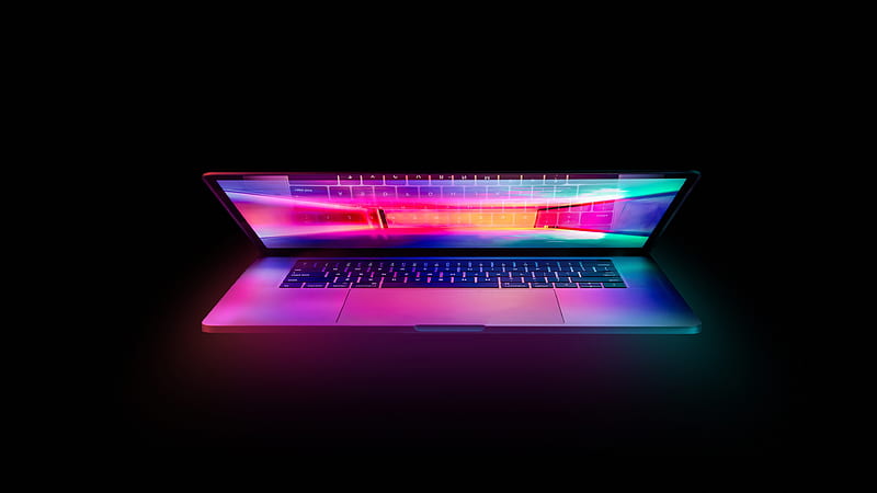 Colorful Laptop With Black Background Black Aesthetic, HD wallpaper