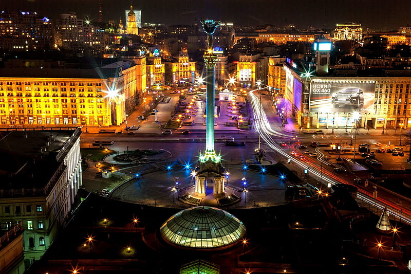 Kiev, amazing, city, independence, iphone, lights, maidan, new, ukraine, HD wallpaper